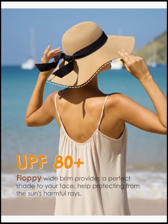 Wide Brim Floppy Sun Hat UPF 80 Foldable Packable Summer Beach Boho Chic main image 5